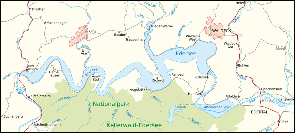 Landkarte vom Edersee